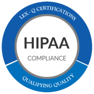 HIPAA compliance certified by LEX-Q Certifications